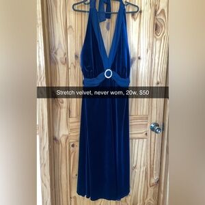 NWT blue velvet halter dress